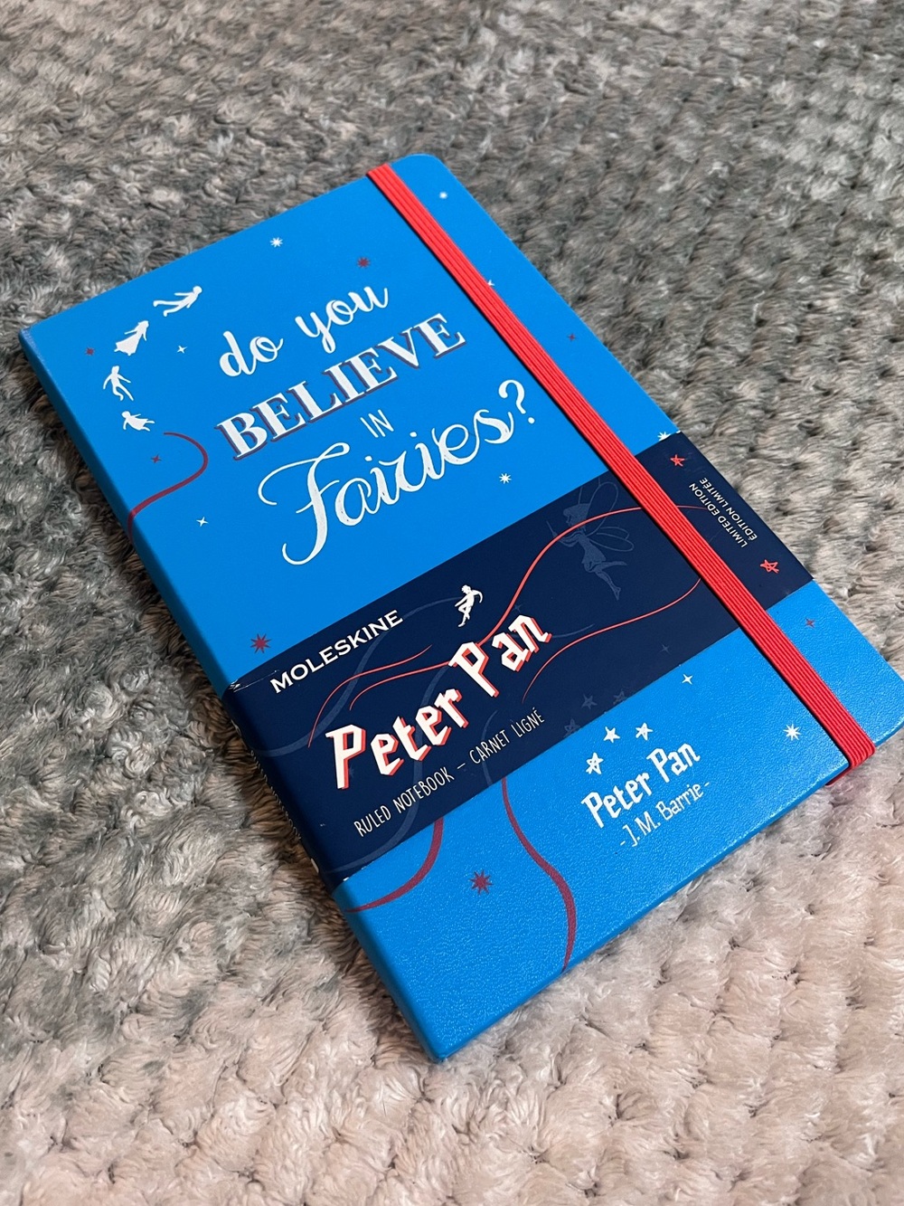 Moleskine Peter Pan Blue Notebook with Red Elastic & Gold Accents